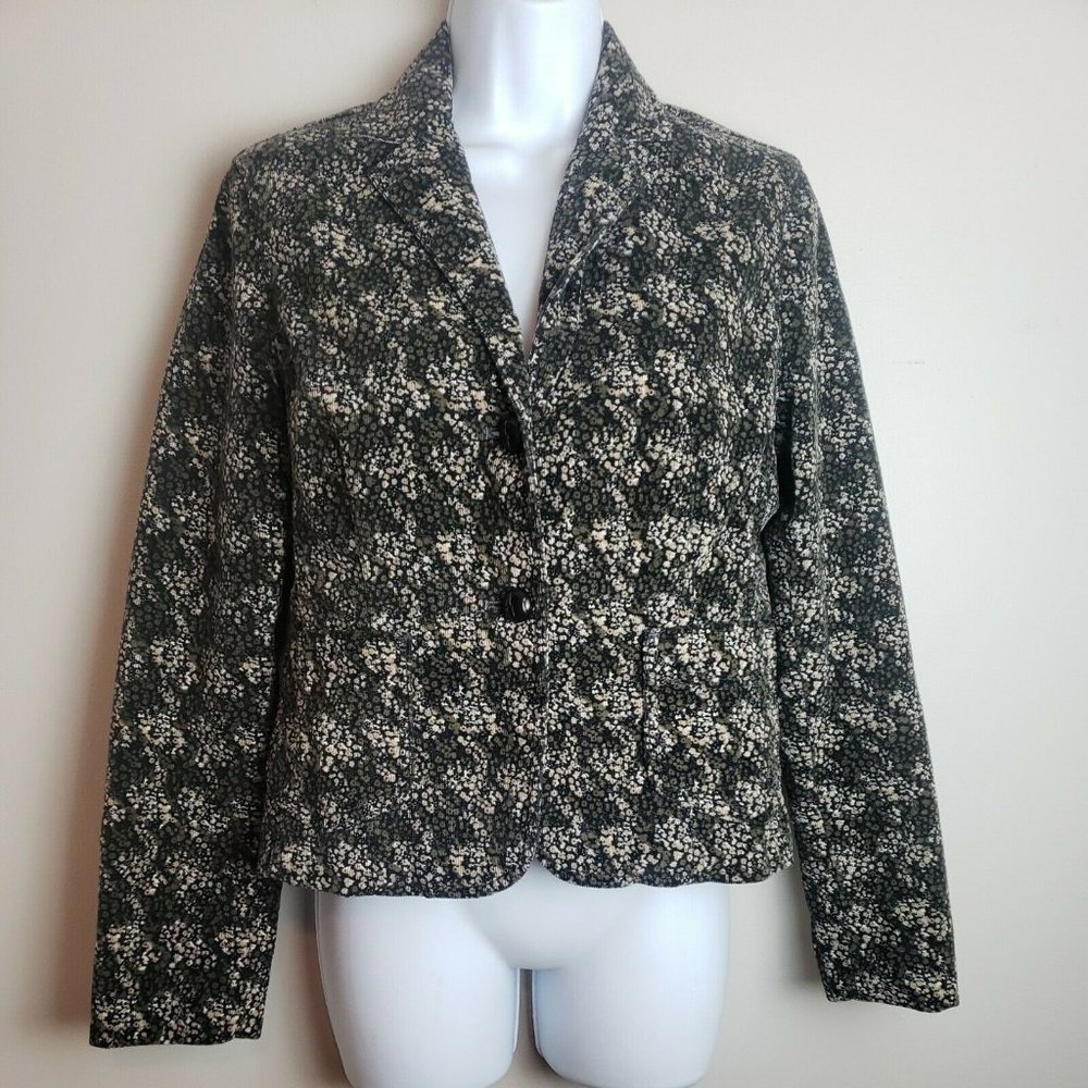 Gap Stretch Womens Blazer Size 6 Green/beige Corduroy
